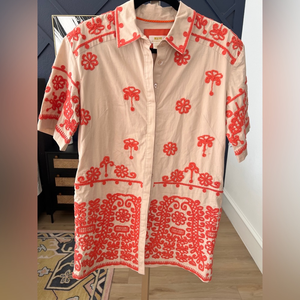 MAEVE by Anthropologie Short Sleeve Collared Mini Dress